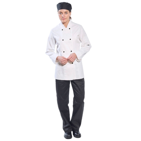 (5 pièces) Veste de cuisine femme manches longues - Blanc - Taille : XXL