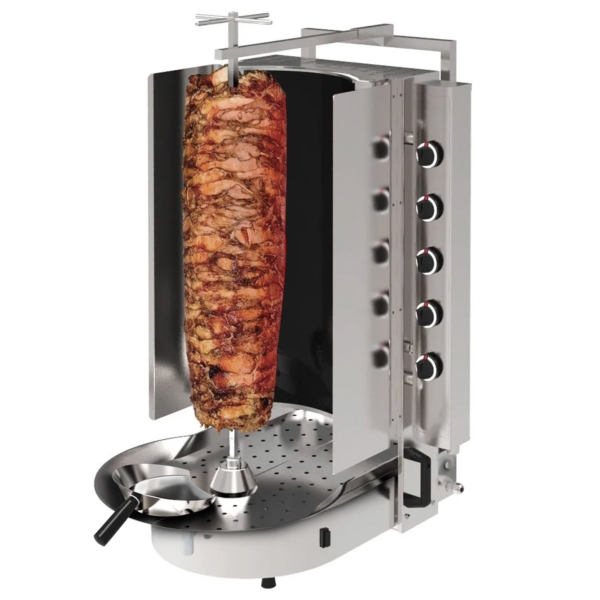 Grill gyros/döner à gaz - avec verre ROBAX® - 10 brûleurs - max. 90 kg