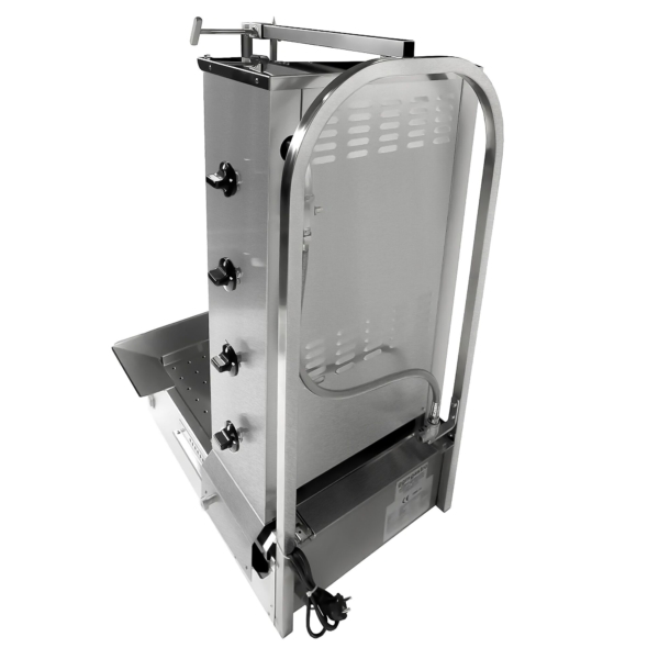 Grill gyros/döner à gaz - 4 brûleurs - max. 60 kg - incl. tôle de protection & Portes battantes