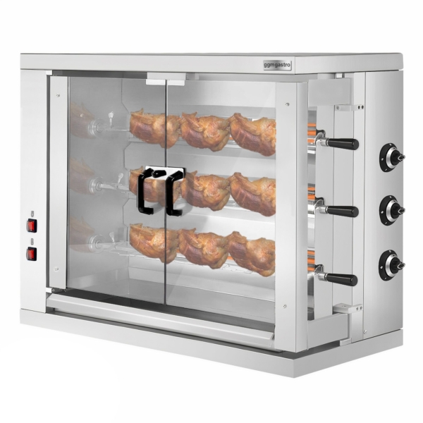 Grill à poulet électrique - 9,9kW - avec 3 broches pour jusqu'à 18 poulets