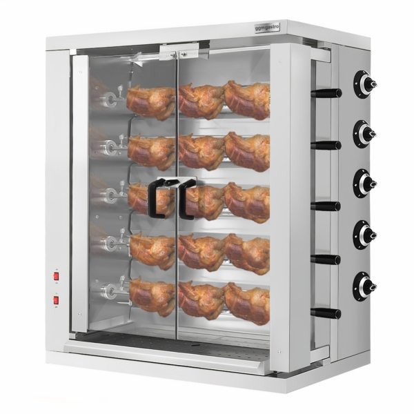 Grill à poulet électrique - 16,5kW - avec 5 broches pour jusqu'à 30 poulets