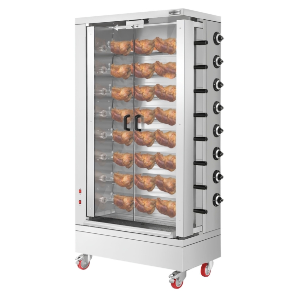 Grill électrique pour poulets - 26,4kW - avec 8 broches pour jusqu'à 48 poulets