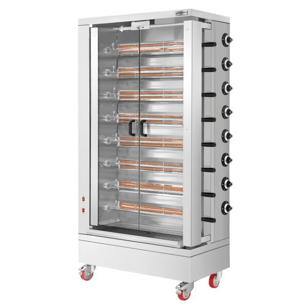 Grill électrique pour poulets - 26,4kW - avec 8 broches pour jusqu'à 48 poulets