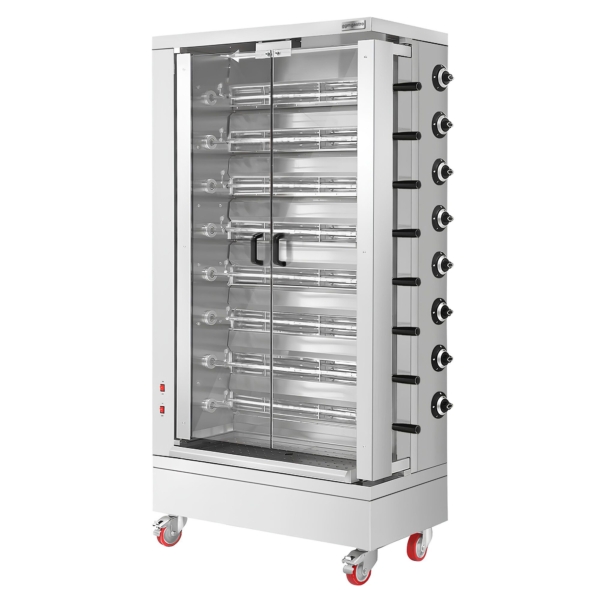 Grill électrique pour poulets - 26,4kW - avec 8 broches pour jusqu'à 48 poulets