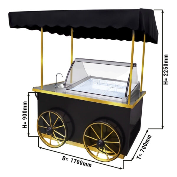 Chariot à glace - 1700mm - avec lavabo & éclairage - pour 5x 5 litres de bacs à glace