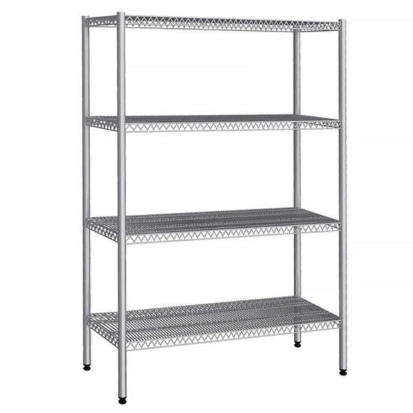 Etagère en inox - 1220x460mm - avec 4 étagères en fil métallique (FEST)