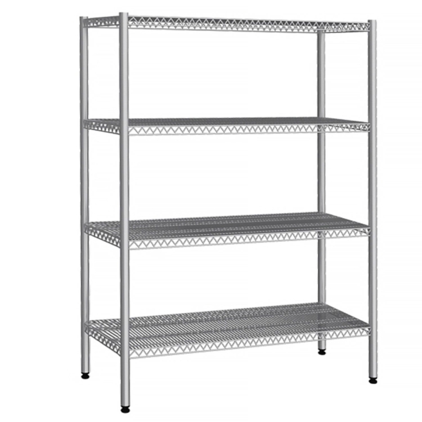 Etagère en inox - 1370x460mm - avec 4 étagères en fil métallique (FEST)