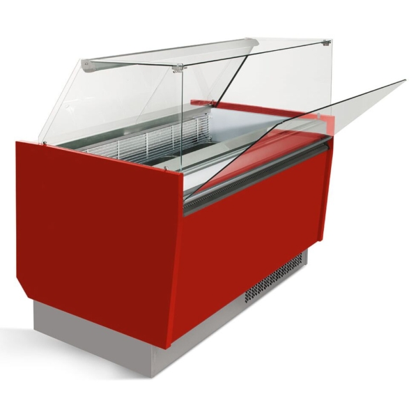 Comptoir à glace LIAM - 1310mm - Statique - pour 10+10x 5 litres de bacs à glace - Rouge