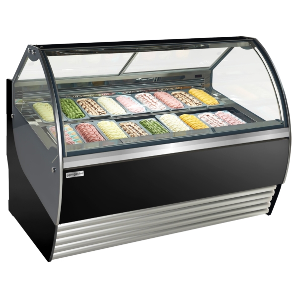 Comptoir à glace NOLAN - 1730mm - à air pulsé - pour 18x 5 litres de bacs à glace - Noir