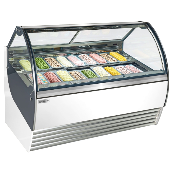 Comptoir à glace NOLAN - 1730mm - à air pulsé - pour 18x 5 litres de bacs à glace - Blanc