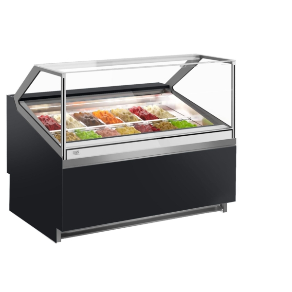 Comptoir à glace IVY - 1250mm - à air pulsé - pour 14x 5 litres de bacs à glace - Noir