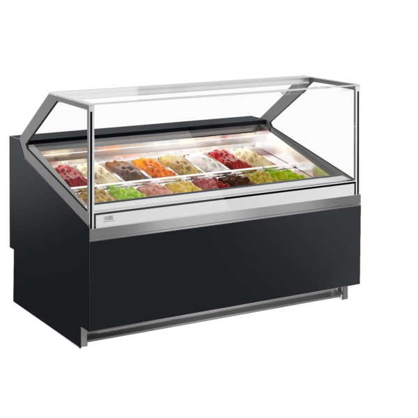 Comptoir à glace IVY - 1560mm - à air pulsé - pour 16x 5 litres de bacs à glace - Noir