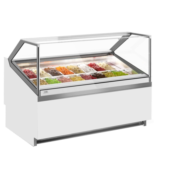 Comptoir à glace IVY - 1560mm - à air pulsé - pour 16x 5 litres de bacs à glace - Blanc