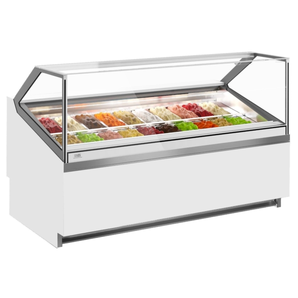 Comptoir à glace IVY - 1910mm - à air pulsé - pour 20x 5 litres de bacs à glace - Blanc