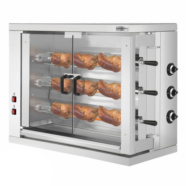 Grill de poulet à gaz - 19,4kW - avec 3 broches pour jusqu'à 18 poulets