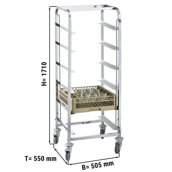 Chariot porte-vaisselle en acier inoxydable - pour 6 paniers