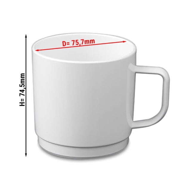 (50 pièces) Tasse à thé/café en polycarbonate, blanc - 200 ml