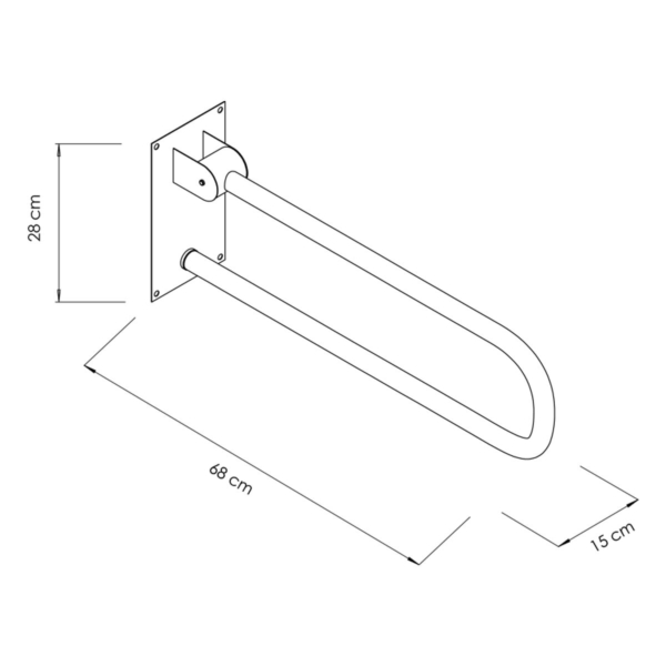 Poignée de maintien pour les toilettes - pliable - inox - Longueur : 680mm