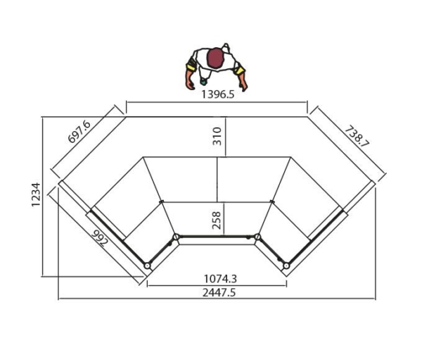 Table de caisse d'angle RIGA - 1360mm - 90° extérieur