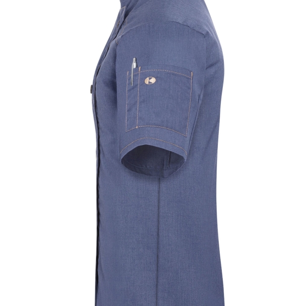 KARLOWSKY | Veste de cuisine manches courtes femme style jeans - Bleu Vintage - Taille : 56