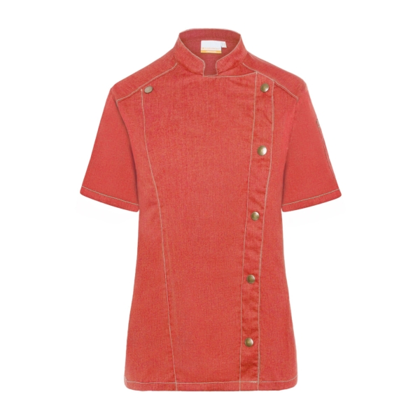 KARLOWSKY | Veste de cuisine manches courtes femme style jeans - Rouge Vintage - Taille : 42