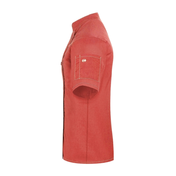 KARLOWSKY | Veste de cuisine manches courtes femme style jeans - Rouge Vintage - Taille : 42