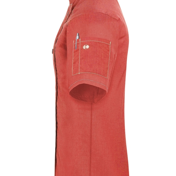 KARLOWSKY | Veste de cuisine manches courtes femme style jeans - Rouge Vintage - Taille : 42