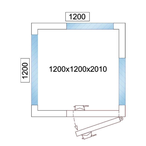 Chambre froide - 1200x1200mm - 1,8m³ - avec 3 côtés vitrés