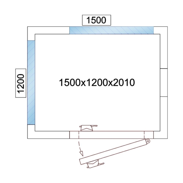 Chambre froide - 1500x1200mm - 2,6m³ - avec 2 côtés vitrés