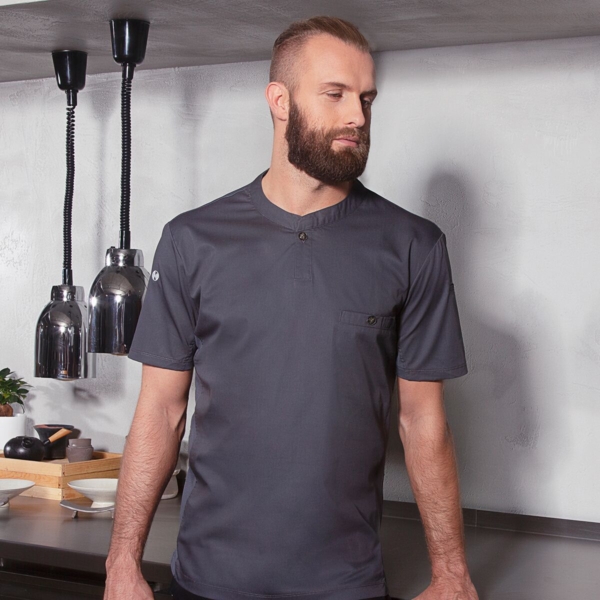 (6 pièces) KARLOWSKY | Chemise de travail manches courtes homme Performance - Anthracite - Taille : S