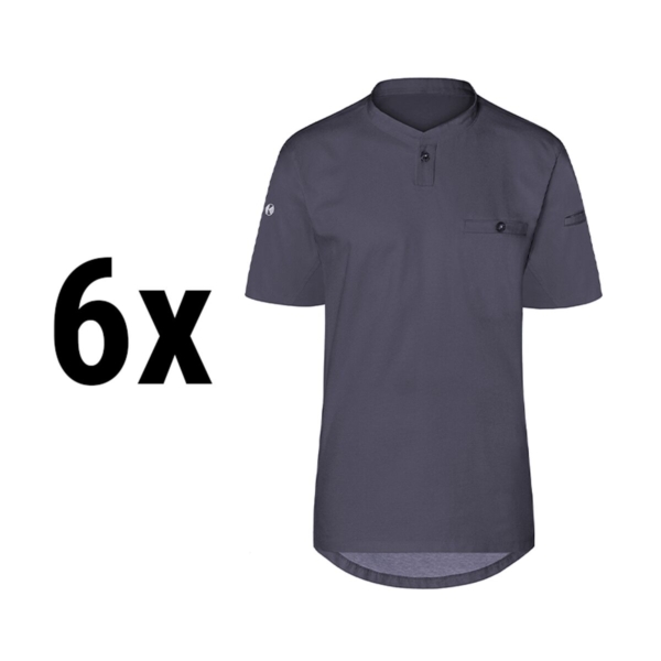 (6 pièces) KARLOWSKY | Chemise de travail manches courtes homme Performance - Anthracite - Taille : S