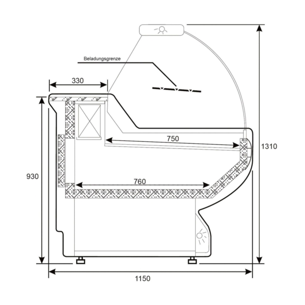 Vitrine réfrigérée - 1100 mm - avec éclairage - Façade blanche