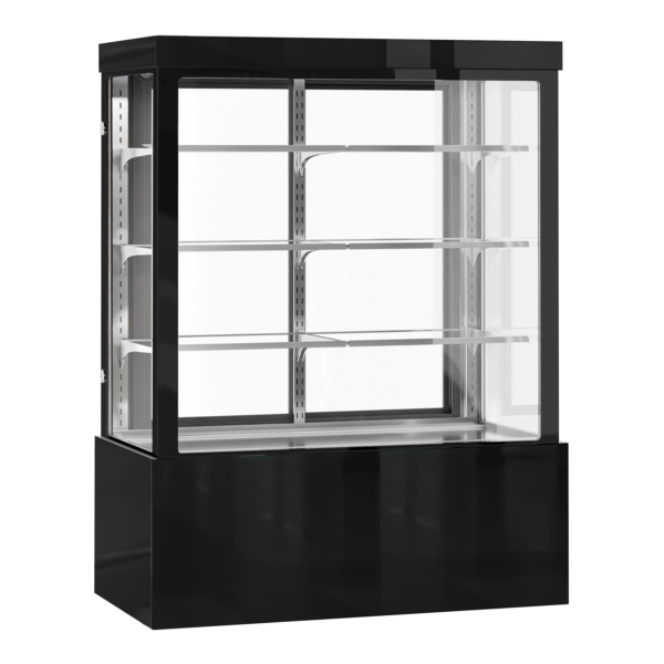 Vitrine à gâteaux - 1500mm - avec éclairage LED, 3 étagères & Façade miroir - Noir