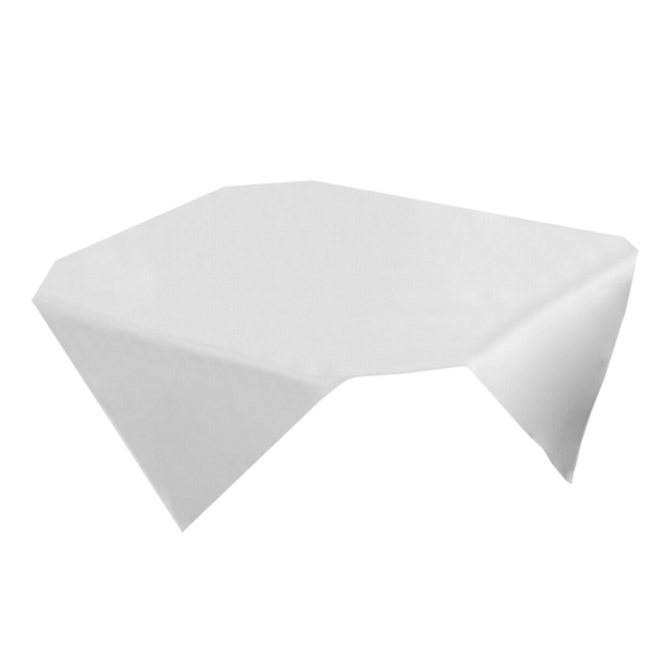 Nappe centre de table en satin lisse damassée Porto - 100 cm x 100 cm - Lot de 50 pièces en blanc