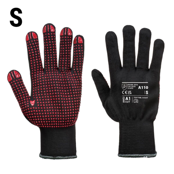 (10 paires) Gants à picots en PVC - Noir/ Rouge - Taille : S