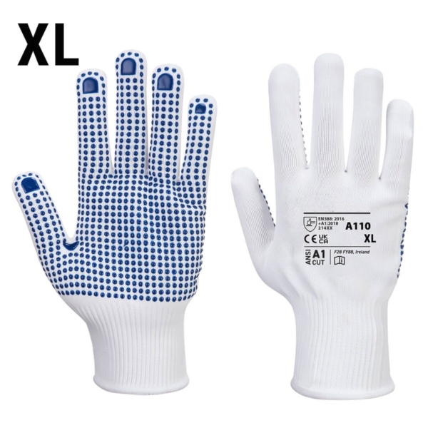 (10 paires) Gant à picots PVC - Blanc/ Bleu - Taille : XL