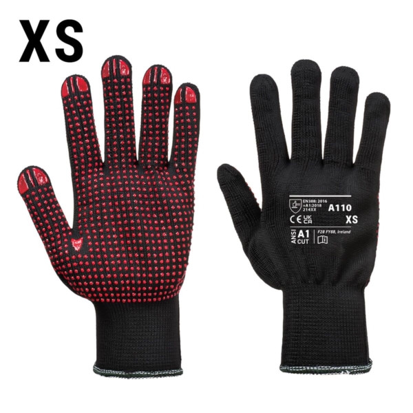 (10 paires) Gants à picots en PVC - Noir/ Rouge - Taille : XS