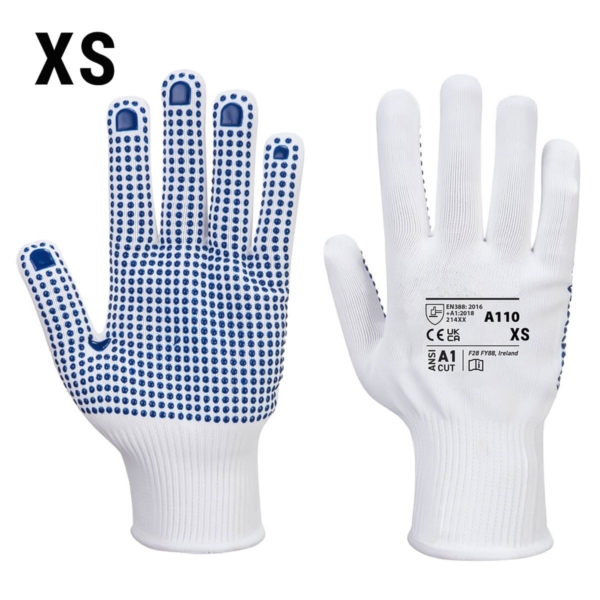 (10 paires) Gant à picots PVC - Blanc/ Bleu - Taille : XS