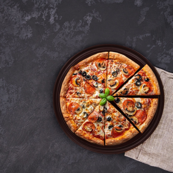 (12 pièces) Assiette à pizza en polyéthylène - Ø 200 mm - avec rigole