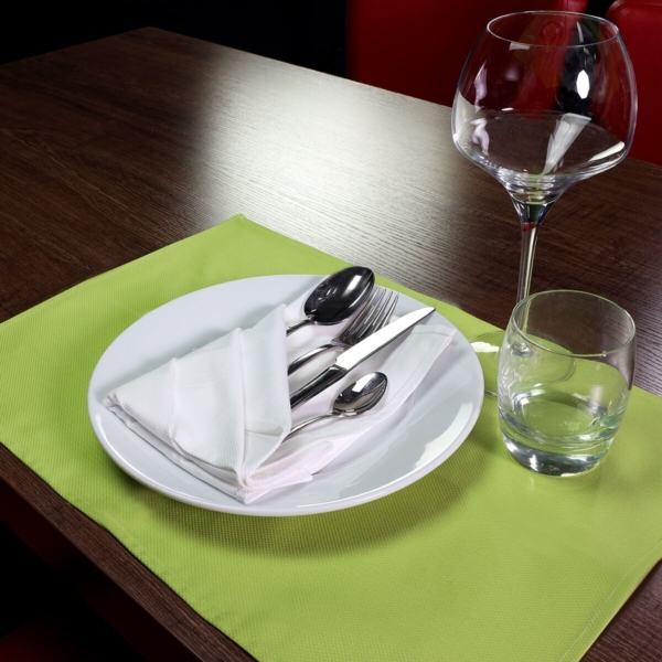 Set de table damassé Porto Diamant - 30 cm x 45 cm - Lot de 50 pièces en vert