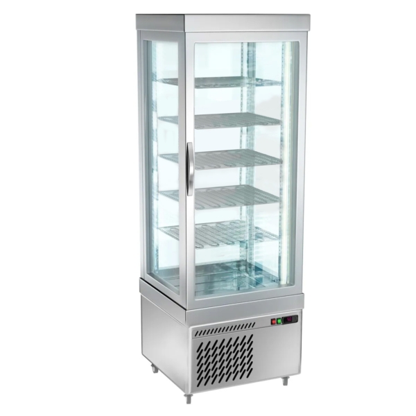 Vitrine panoramique - 430 litres - 670mm - 5 étagères - Argenté