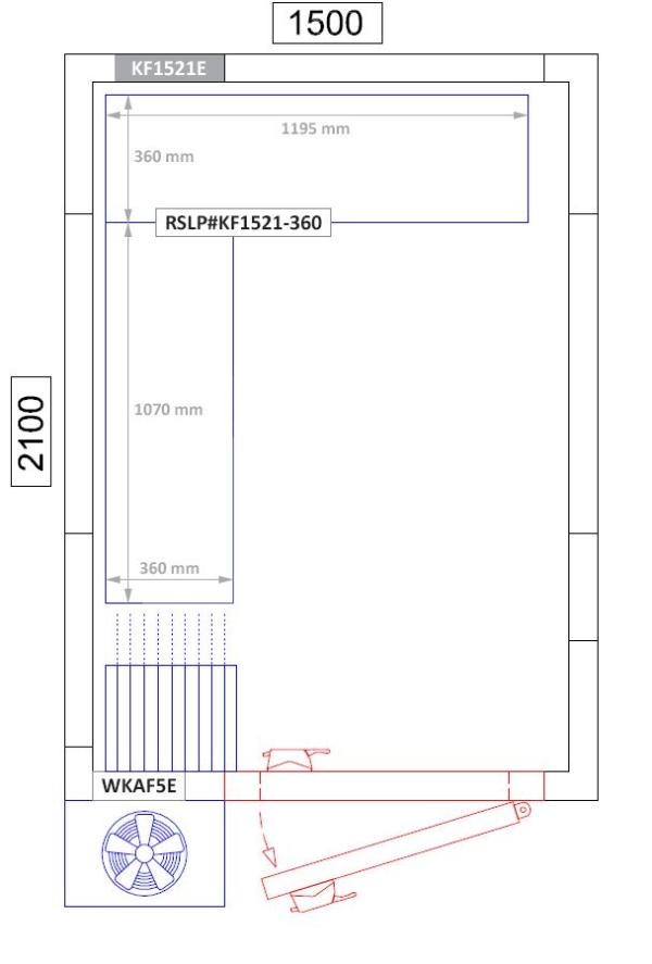 Kit d'étagères aluminium - forme en L - profondeur: 360 mm