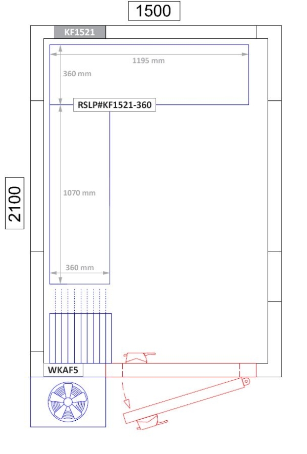 Kit d'étagères aluminium - forme en L - profondeur: 360 mm