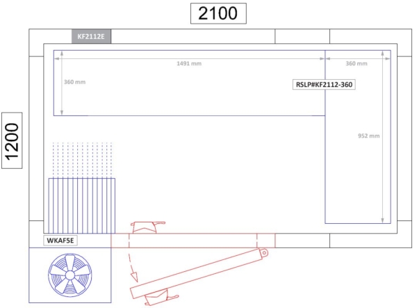 Kit d'étagères aluminium - forme en L - profondeur: 360 mm