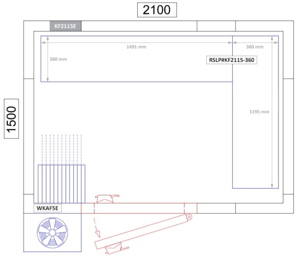 Kit d'étagères aluminium - forme en L - profondeur: 360 mm