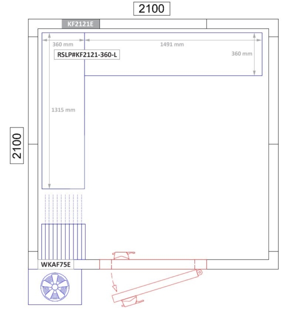 Kit d'étagères aluminium - forme en L à gauche - profondeur: 360 mm