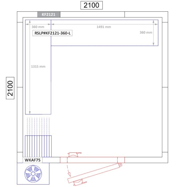 Kit d'étagères aluminium - forme en L à gauche - profondeur: 360 mm