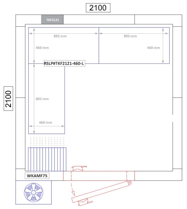 Kit d'étagères aluminium (anodisé) - forme en L à gauche - profondeur: 460 mm