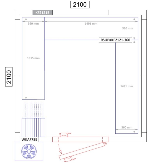 Kit d'étagères aluminium - forme en U - profondeur: 360 mm