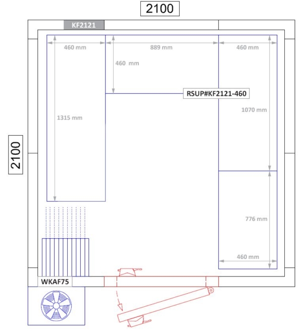 Etagère en aluminium - Forme en U - Profondeur : 460 mm